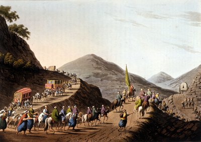 Exodus auf den Straßen der Balkangebirge - in „Views in the Ottoman Dominions, in Europe, in Asia, and some of the Mediterranean islands“ nach den Originalzeichnungen von Luigi Mayer, London von Luigi Mayer
