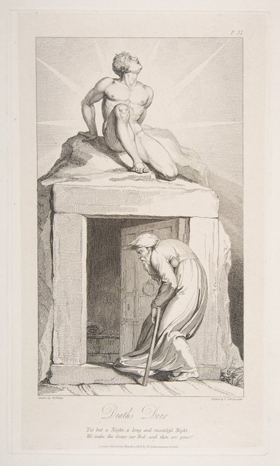 Todestür, aus Das Grab, ein Gedicht von Robert Blair, 1. März 1813 von Luigi Schiavonetti