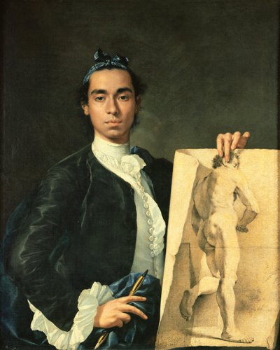 Selbstporträt mit Aktstudie von Luis Egidio Melendez