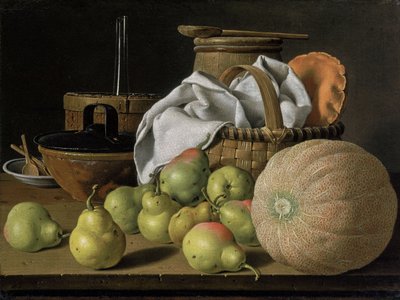 Stillleben mit Melone und Birnen von Luis Egidio Melendez
