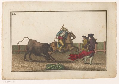 Picador sticht seinen Speer in einen Stier von Luis Fernandez Noseret