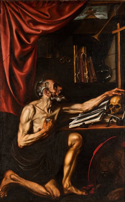 Der heilige Hieronymus in Buße in seinem Studierzimmer von Luis Tristán