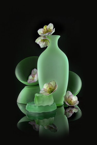 Elegantes Grünes Blumenmuster von Lydia Jacobs
