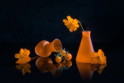 Lebhaftes oranges Stillleben von Lydia Jacobs