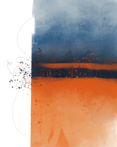 Abstrakte Blaue Orange von MANSI SAXENA