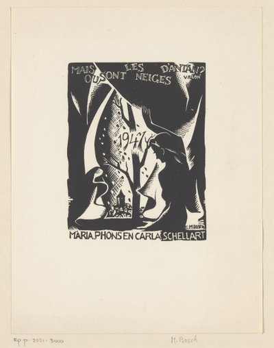 Neujahrswunsch für 1947 von Carla, Mária und Phons Schellart von M. Bosch
