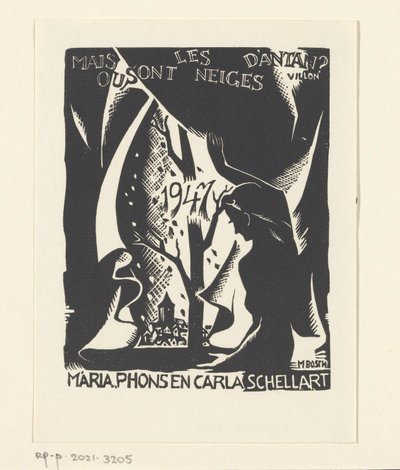Neujahrswunsch für 1947 von Carla, Mária und Phons Schellart von M. Bosch