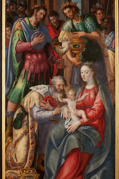 Anbetung der Könige, Triptychon, rechte Tafel (Detail) von Maarten de Vos