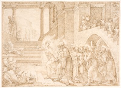 Die Apostel werden von einem Engel aus dem Gefängnis befreit von Maarten van Heemskerck