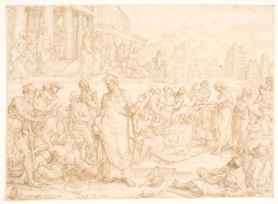 Petrus und die anderen Apostel heilen die Kranken von Maarten van Heemskerck