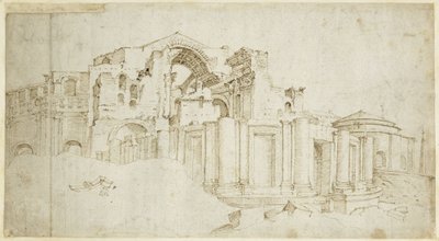 Südlicher Kreuzarm des Neubaus von St. Peter von Maarten van Heemskerck