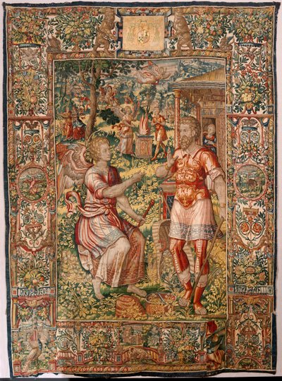 Diözesanmuseum. Flämischer Wandteppich. Serie Geschichte von Gideon. Gideon und der Engel. Barock. 1534-1571. von Maerten van Heemskerck