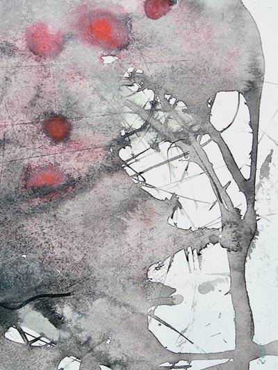 Karmesinroter Zweig Abstrakt von Maira Ribena
