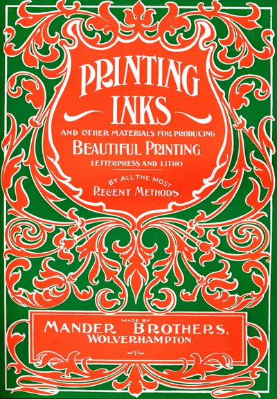 Druckfarben und andere Materialien zur Herstellung schöner Drucke - Werbung, 1916 von Mander Brothers
