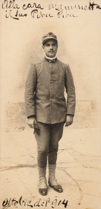 Postkarte mit einem Korporal des 50. Regiments. Infanterie, Offiziersanwärter von Mangini Mangini