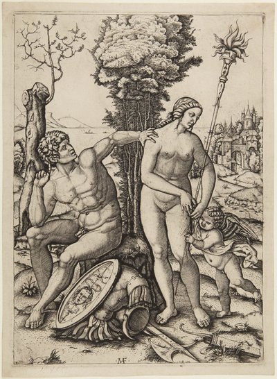 Mars, Venus und Amor von Marcantonio Raimondi