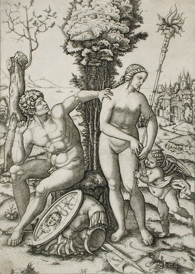 Mars, Venus und Amor von Marcantonio Raimondi