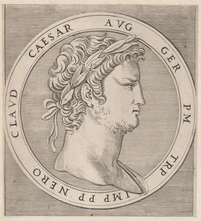 Speculum Romanae Magnificentiae: Nero, aus Die zwölf Cäsaren, um 1500-1534 von Marcantonio Raimondi