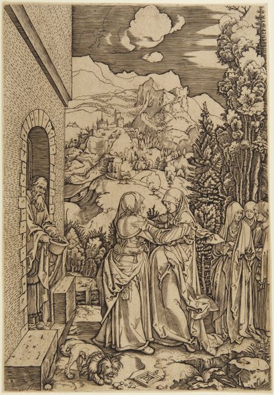 Die Heimsuchung, Blatt 8 aus dem Leben der Jungfrau von Marcantonio Raimondi