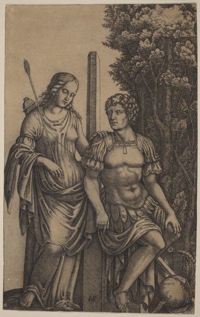Venus erscheint Aeneas von Marcantonio Raimondi