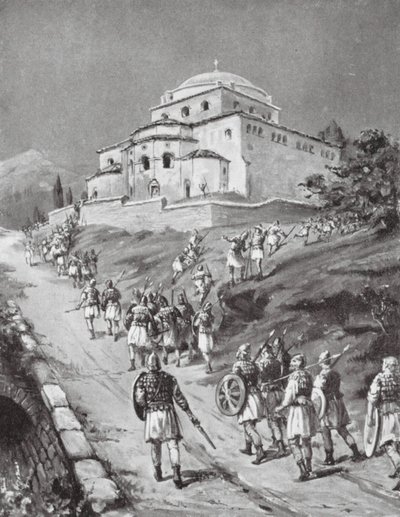 Byzantinische Truppen fliehen vor den Normannen von Margaret (after) Dovaston