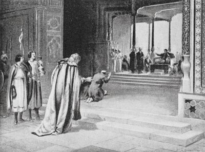 Geoffrey de Langley mit Bar Sauma vor Arghun Khan von Margaret (after) Dovaston