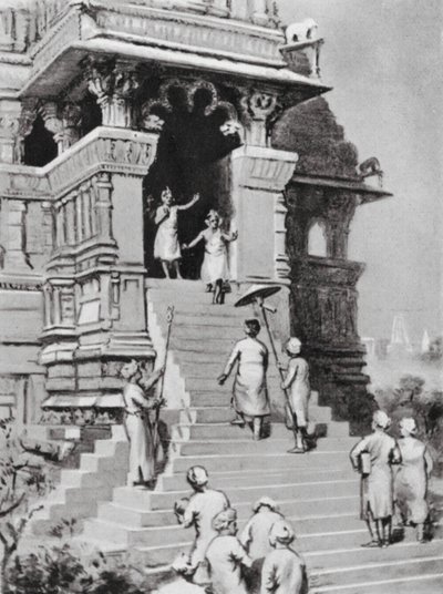 Kirtivarman Chandella besucht seinen Tempel in Khajurahu, AD 1065 von Margaret (after) Dovaston