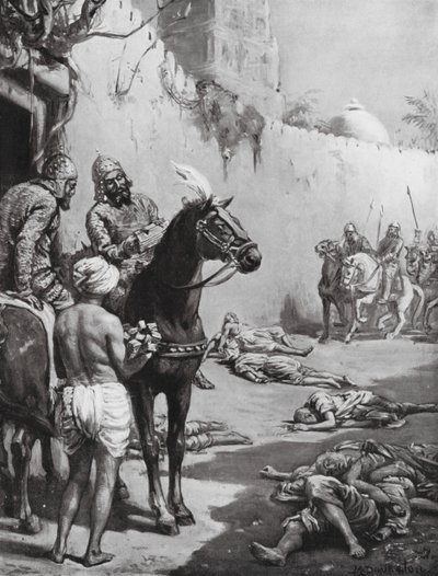 Das Ende der buddhistischen Mönche, 1193 n. Chr. von Margaret (after) Dovaston