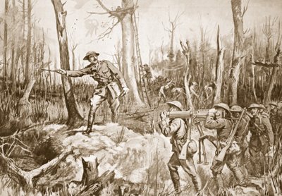 Hauptmann (vorübergehender Oberstleutnant) R.B. Barker organisiert die Verteidigung eines Waldes von Margaret Dovaston