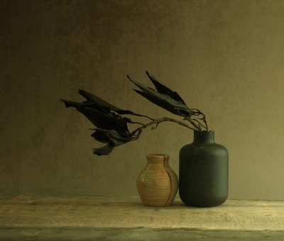 Minimalistische Blätter Stillleben von Margaret Halaby