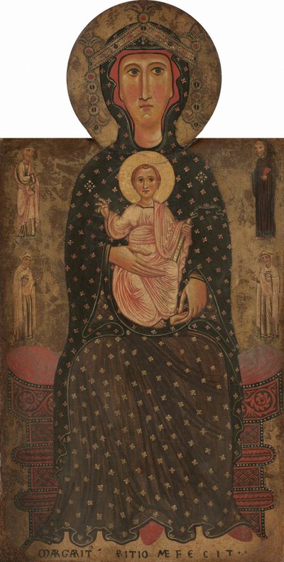 Madonna mit Kind auf dem Thron mit vier Heiligen von Margaritone d