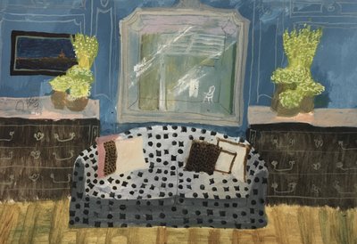 Innenraum mit Blauem Sofa von Maria Magenta