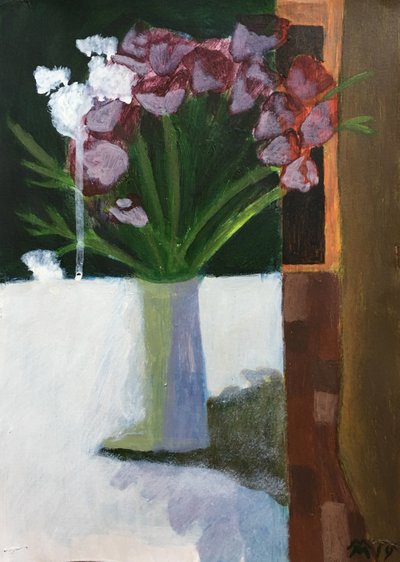 Stillleben mit Blumen Bordeaux von Maria Magenta