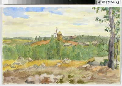 Landschaftsstudie mit Windmühle von Maria Wiik