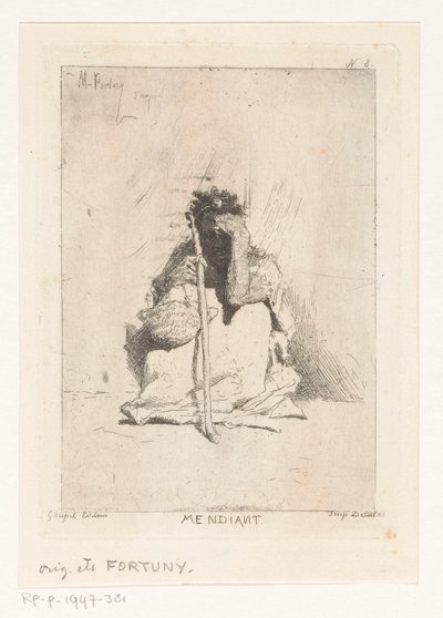 Sitzender Bettler mit Stock von Mariano José María Bernardo Fortuny y Carbó