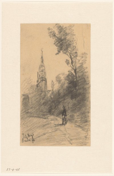 Reiter und Landschaft mit Bäumen und Figuren von Marius Bauer