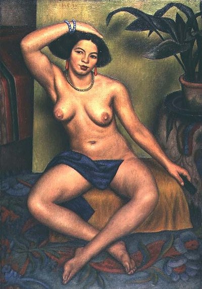 Sitzender Akt, oder Zigeunerin bei ihrer Toilette von Mark Gertler