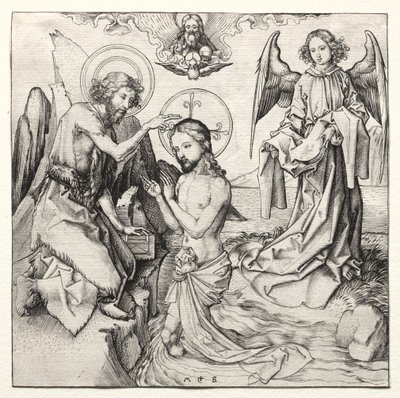 Die Taufe Christi im Jordan von Martin Schongauer