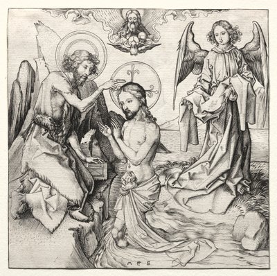 Die Taufe Christi im Jordan, um 1480-90 von Martin Schongauer