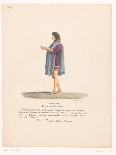 Kostüm des Dauphin Karl von Valois aus der Tragödie Marcel von Martin Sylvestre Baptiste