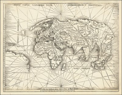 1513 Karte - Orbis Typus Universalis Iuxta Hydrographorum Traditionem von Martin Waldseemuller