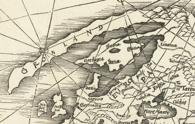 Karte der Nordsee von 1513 mit Grönland verbunden mit Skandinavien von Martin Waldseemuller