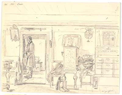 Bauernstube mit stehendem Mann, Læsø von Martinus Rørbye