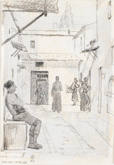 Italienische Straße mit Fischer im Hintergrund von Martinus Rørbye