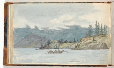 Seenlandschaft mit einem Ruderboot. Der Fjord Krøderen, Norwegen von Martinus Rørbye
