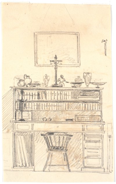 Schreibtisch mit Bücherregalen von Martinus Rørbye