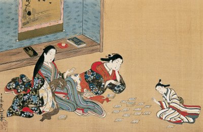 Frauen beim Kartenspielen, von Maruyama Okyo (1733-1765), Seidenmalerei im Ukiyo-e-Stil, Japan von Maruyama Okyo