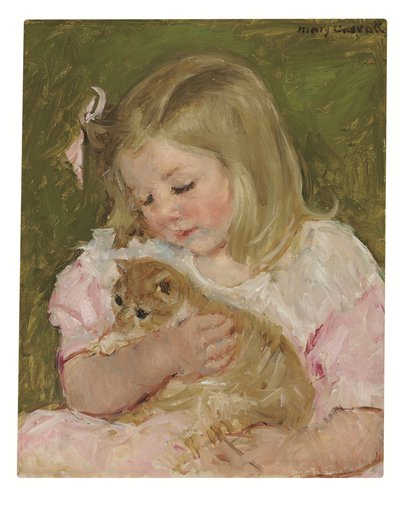 Sara mit einer Katze, ca. 1907-08 von Mary Stevenson Cassatt