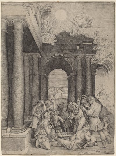 Die Anbetung der Hirten von Master HFE after Domenico Beccafumi