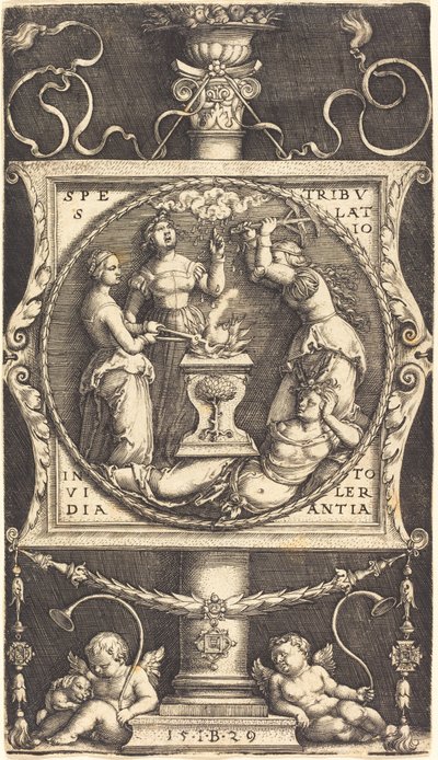 Emblem mit Hoffnung, Bedrängnis, Neid und Toleranz von Master IB